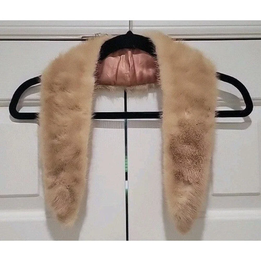Vintage Blonde Mink Fur Collar Detachable Coat Sweater Wrap Stole Autumn Haze